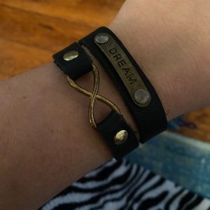 Leather and bronze bracelets